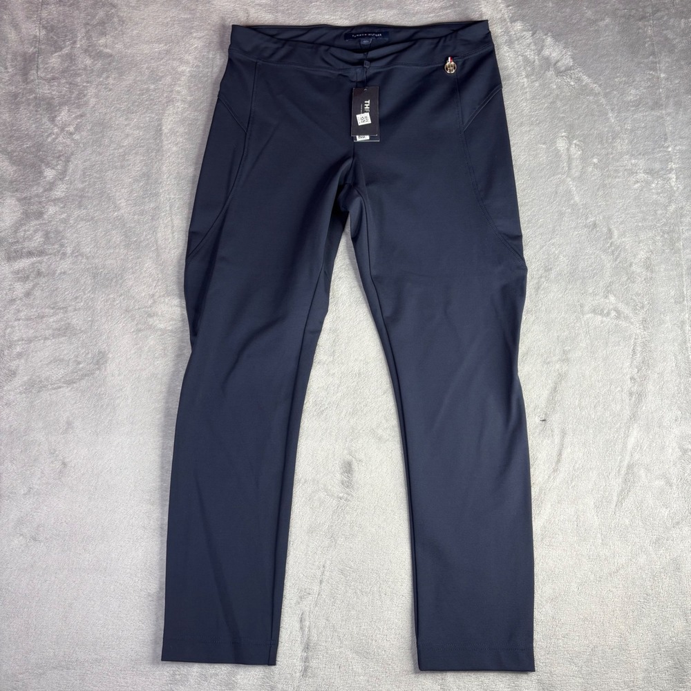 Tommy Hilfiger Ponte Pants Womens Large Navy Blue J2XK0525 New Pull On Straight